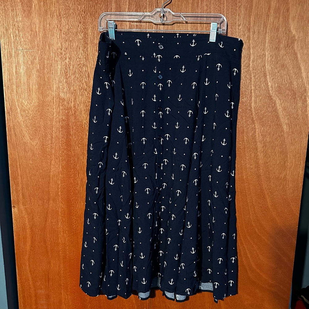 Torrid Nautical Anchor Print Skirt - Navy